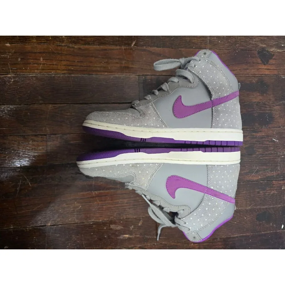 Nike Dunk High Skinny Sneakers Grey Purple Polka Dot size 7 Women's
